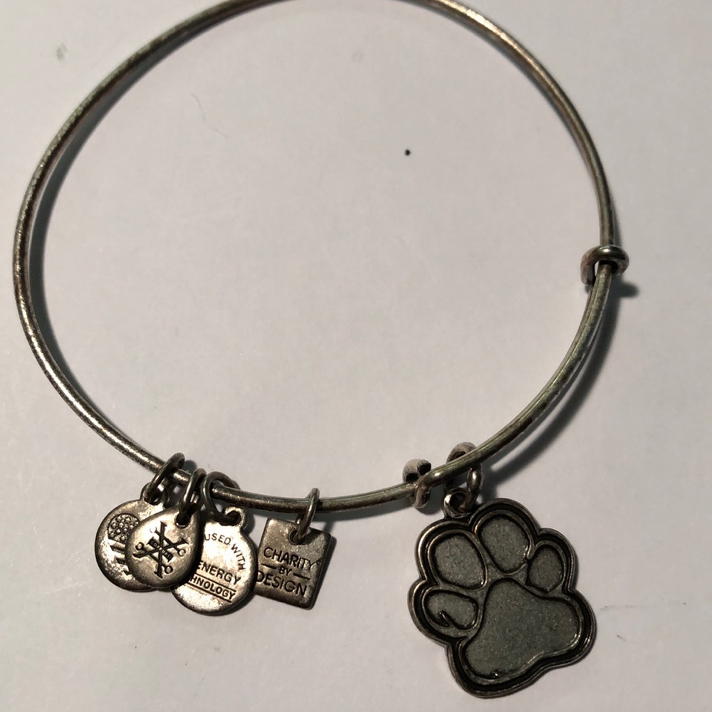 Alex and Ani Paw Print Silver Bangle
